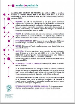 PREMIO ANUAL ANALES DE PEDIATRÍA 2023