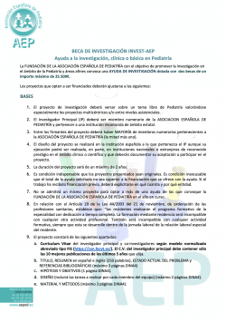 Beca INVEST-AEP de ayuda a la investigación clínica o básica en Pediatría 2020