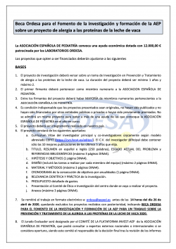 Beca Ordesa para el Fomento de la investigación y formación de la AEP sobre un proyecto de alergia a las proteínas de la leche de vaca 2020