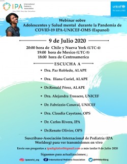 Webinar "Adolescent and Mental Health during COVID-19 Pandemic". 9 julio 2020